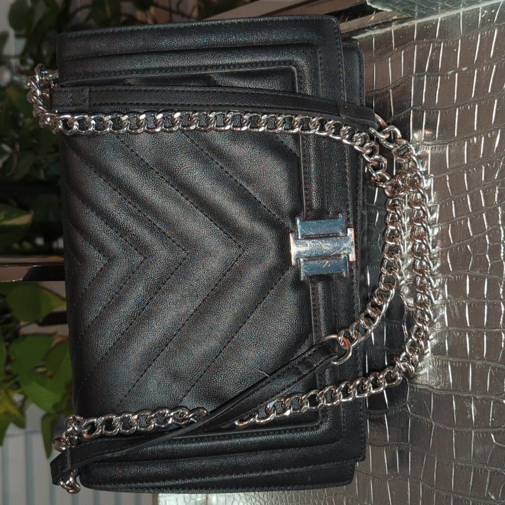 INC Black vegan leather purse